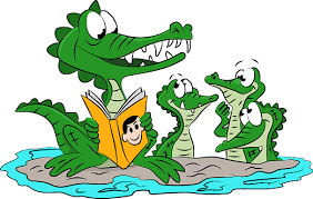 Big Alligator reading to little ones 